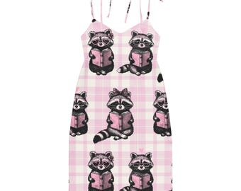 Vestido de dormir midi con tirantes anudados de Reading Raccoons