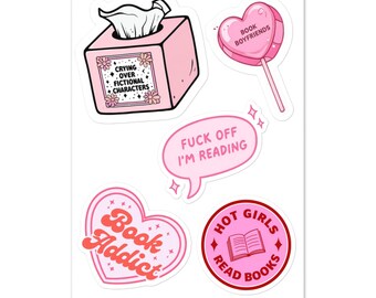 Hoja de pegatinas de chicas calientes que leen libros