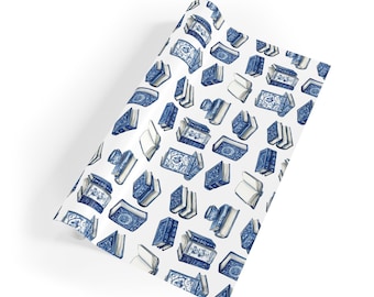 Blue Books Pattern Wrapping Paper, Recyclable Gift Wrap