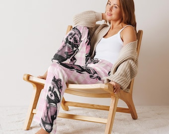 Reading Raccoon Satin Pajama Pants | Women's Sleepwear