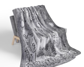 Prythian Map, ACOTAR Cozy Fleece Sherpa Blanket | Bookish Throw