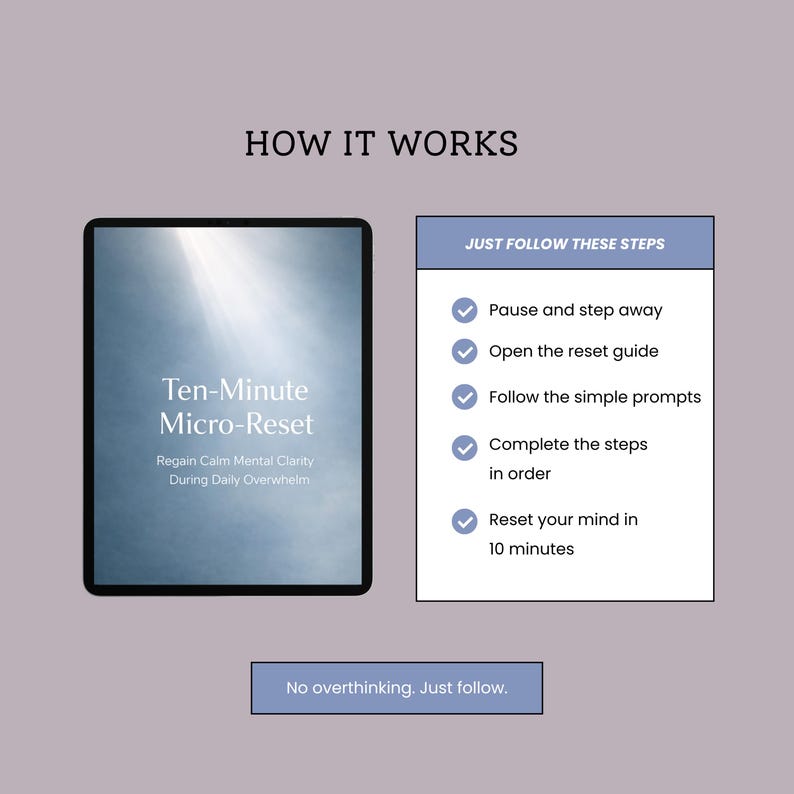 Def Reset Checklist.pdf 10 Minute Reset Routine Checklist | Anxiety, Clarity, Self Care (PDF ...