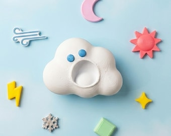 Worry Cloud Keychain - Crystal Inside, 3D Printed Kawaii Bag Charm