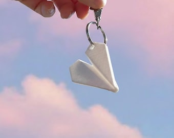 Paper Airplane Keychain - 3D Printed Bag Charm, Travel Gift, Minimalist Keychain