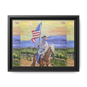 アメリカンカウボーイキャンバスプリント：額入りウエスタンウォールアート