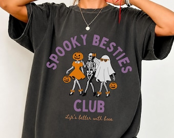 Spooky Besties Club Shirt, Custom Spooky Besties Forever Shirt, Halloween Best Friend Shirt, Matching Friends Tee