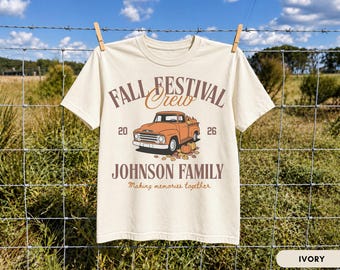 Personalized Fall Festival Crew Shirt, Custom Family Name Comfort Colors Tee, Matching Pumpkin Patch Shirt, Thanksgiving Family Gift 2026