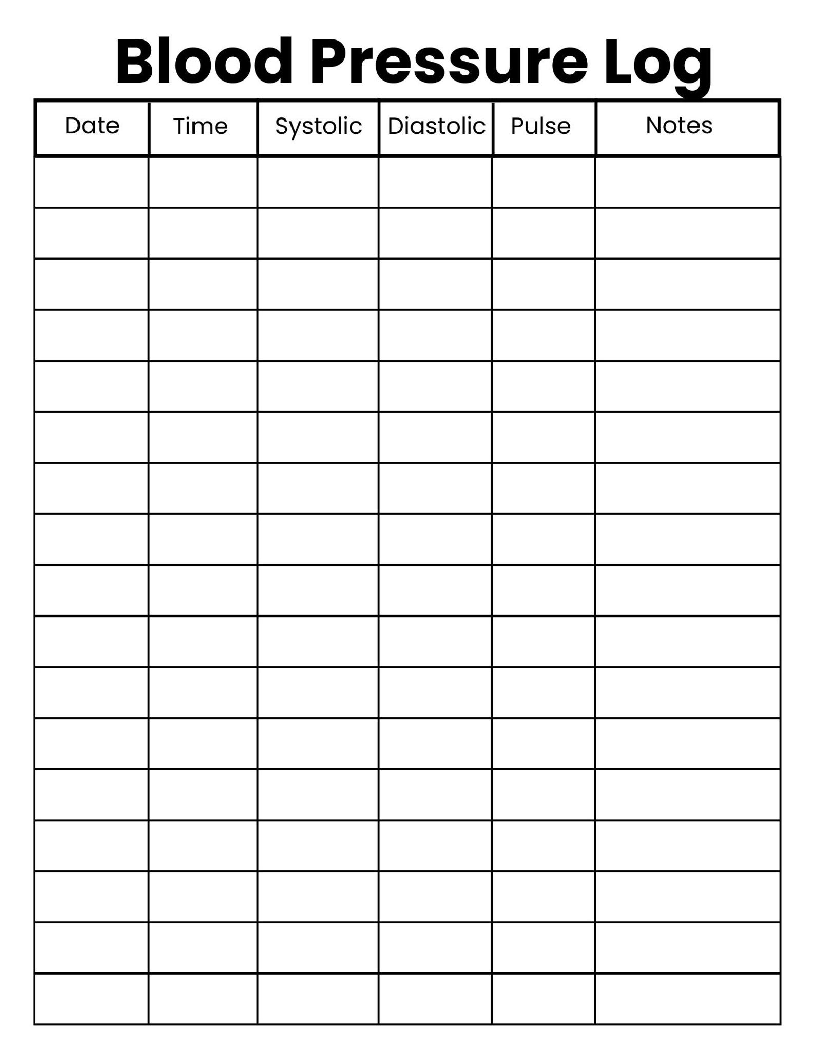 Blood Pressure Log Printable | Blood Pressure Tracker PDF | Daily BP ...