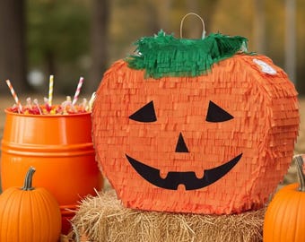 Piñata de calabaza, piñata de Jack-o-lantern, piñata de Halloween, piñata de otoño