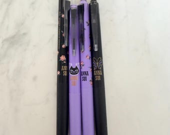 Anna Sui Pilot Gel Pen 0.5mm Made in Japan Aesthetic Black Purple Floral Cute Kawaii Stationery Gift