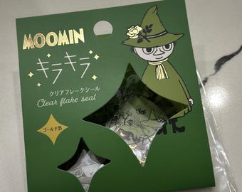 Moomin Snufkin Clear Stickers – Gold Foil Transparent Planner Decor (30 pcs)
