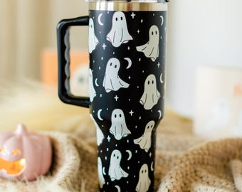 Moonlight Mischief 40oz Tumbler with Handle | Gothic Cup with Lid | Insulated Travel Mug