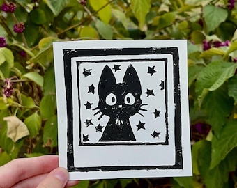 Polaroid Black Cat - Stampa su linoleum