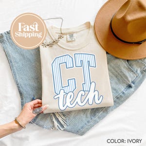 CT Tech Shirt, Comfort Colors Varsity CT Tech Tee, Radiology Department Gift, Retro Striped Arch CT Tech T-Shirt R073
