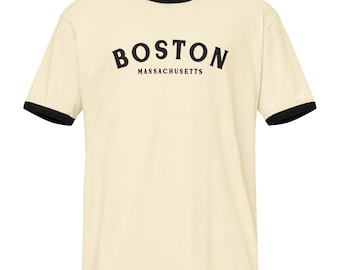 Boston MA Vintage Ringer T-Shirt | Unisex Retro Tee