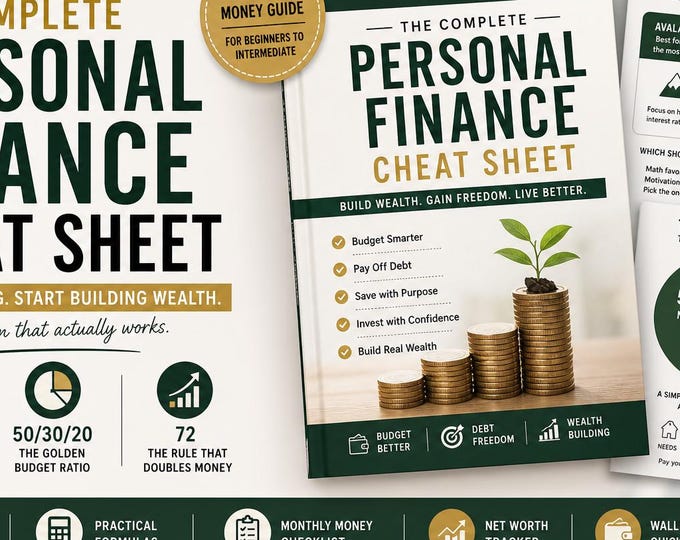 Personal Finance Cheat Sheet | Budget, Debt, Investing Guide (PDF Download)