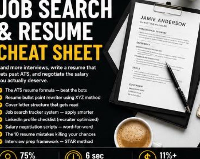 Job Search Resume Cheat Sheet | ATS Guide, Salary Scripts (PDF Download)