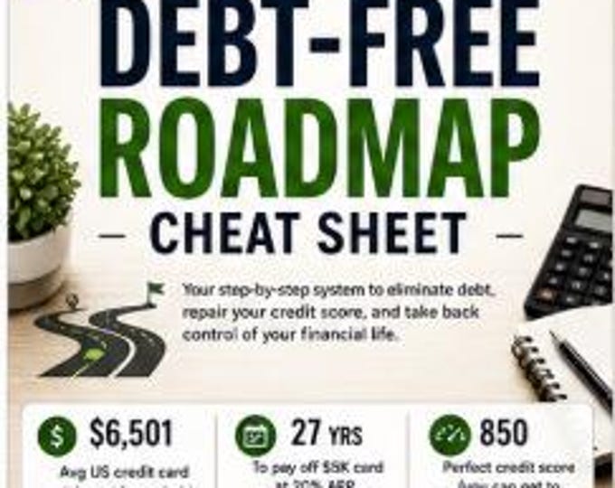 Debt-Free Roadmap Cheat Sheet | Pay Off Debt, Fix Credit Score (PDF Download)