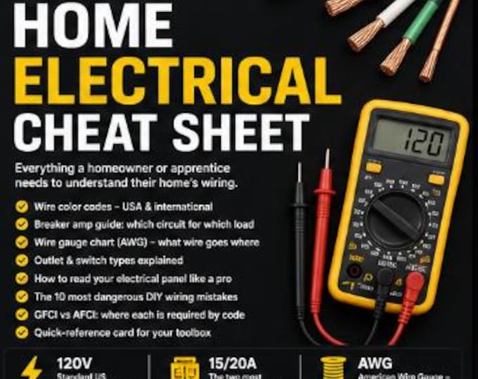 Home Electrical Cheat Sheet | Wire Gauge Chart, Safety Guide (PDF Download)