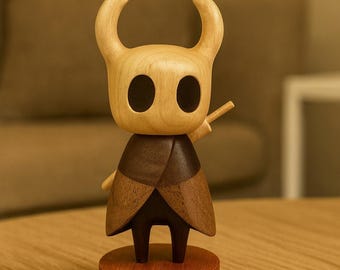 Handmade Hollow Knight Wood Figurine: Gamer Desk Decor