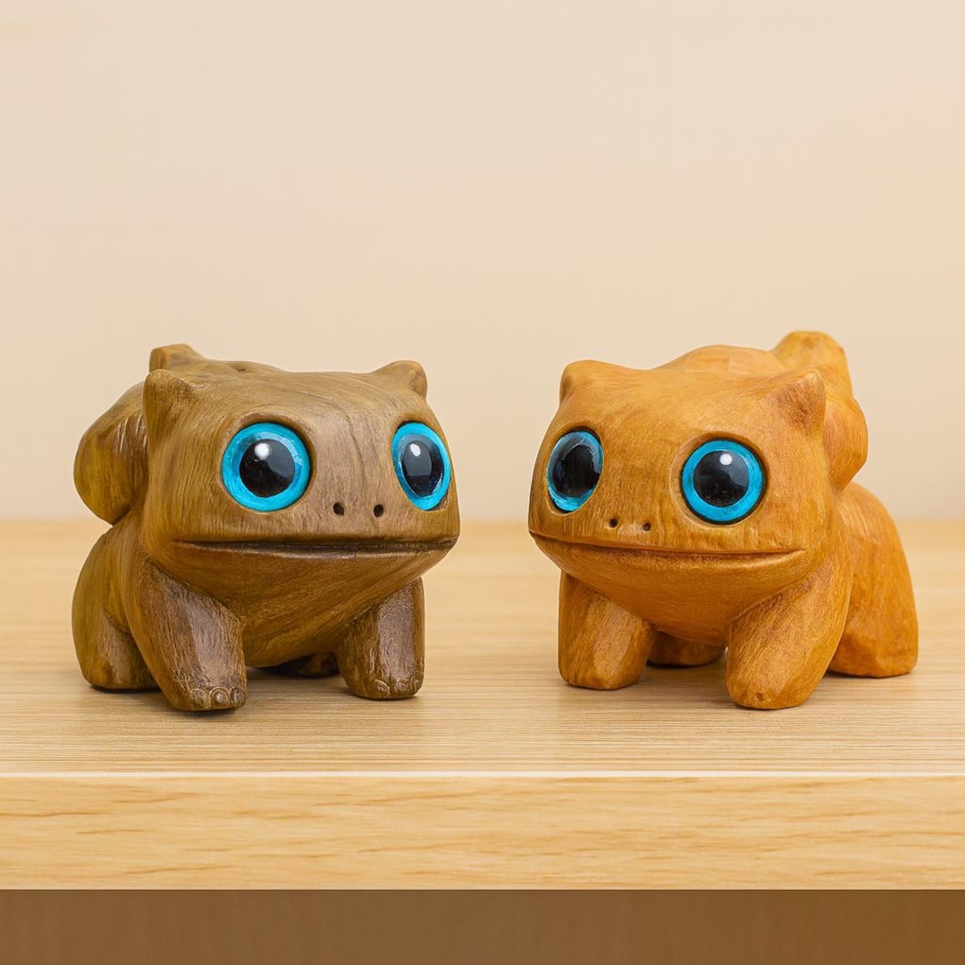 Hand-carved Bulbasaur Wooden Sculpture | Whimsical Desk Decor - Etsy