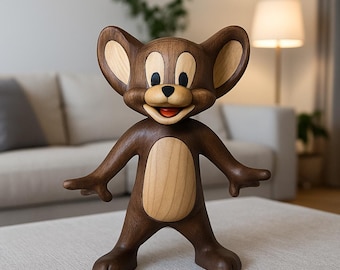 Handgemachte Cartoon hölzerne Maus Figurine - Sammlerstück Kunst Spielzeug