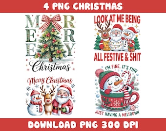 Bundle PNG drôle de Noël, clipart vacances sarcastiques (téléchargement numérique)