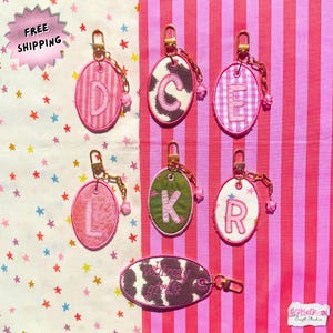 Embroidered Fabric Monogram Keychains Bag Charms Custom Initial Charm, Bag/Luggage Tag, Personalized Gift