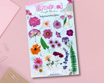 Sticker Sheet Pretty Pressed Flower Scrapbook Stickers Junk Journal Vision Board