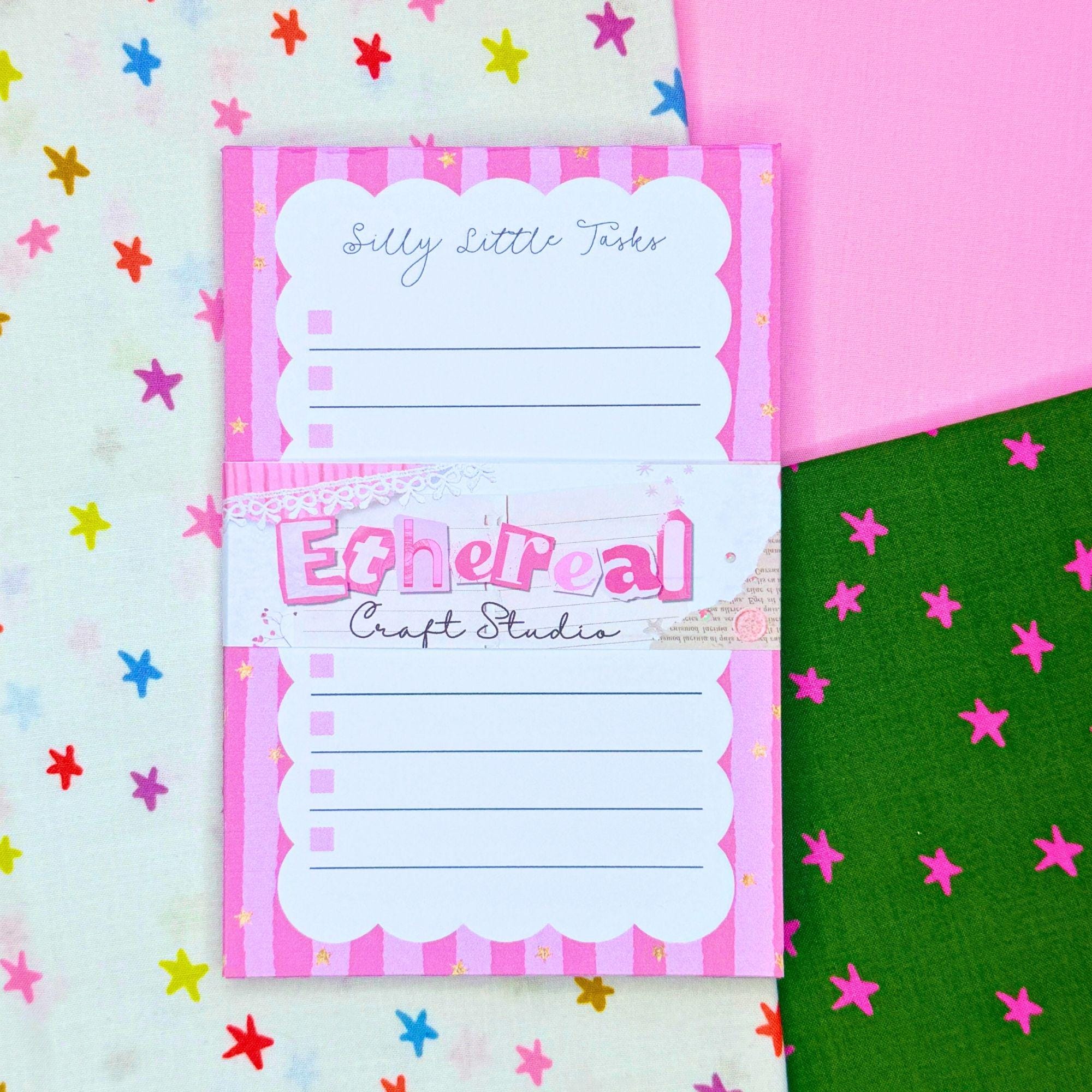 Pink Task Racker Silly Little Tasks Notepad | 4x6 Handmade To-do List | Pink Striped ...