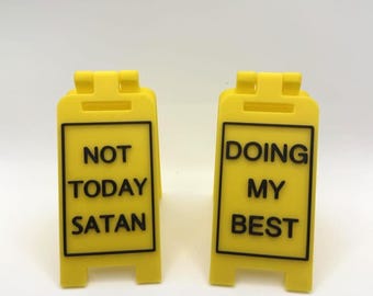 Mini Desk Caution Signs | Funny Office Decor | Mental Health Humor | Novelty Gift for Coworker