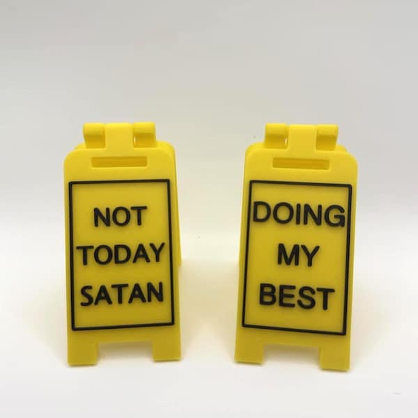 Mini Schreibtisch Vorsicht Schilder | Lustiges Büro Dekor | Psychische Gesundheit Humor | Neuheit Geschenk für Mitarbeiter