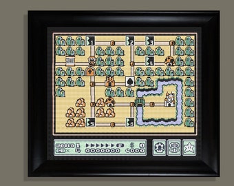 Mario world 1-grassland  cross stitch pattern PDF