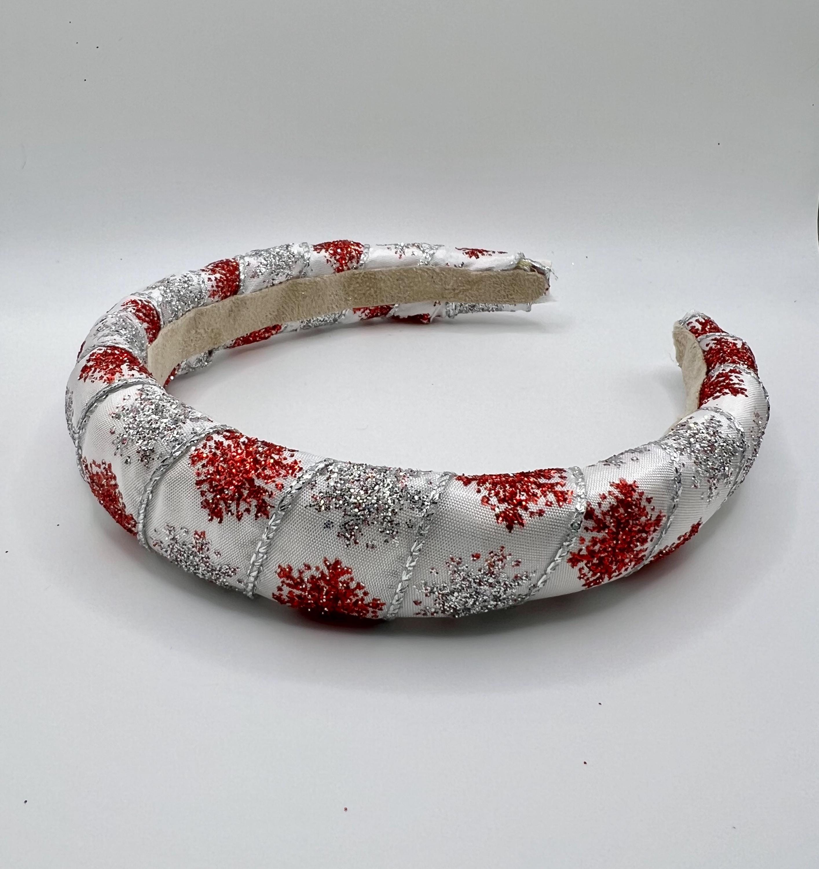 Red & Silver Snowflake Padded Headband | Christmas Holiday 