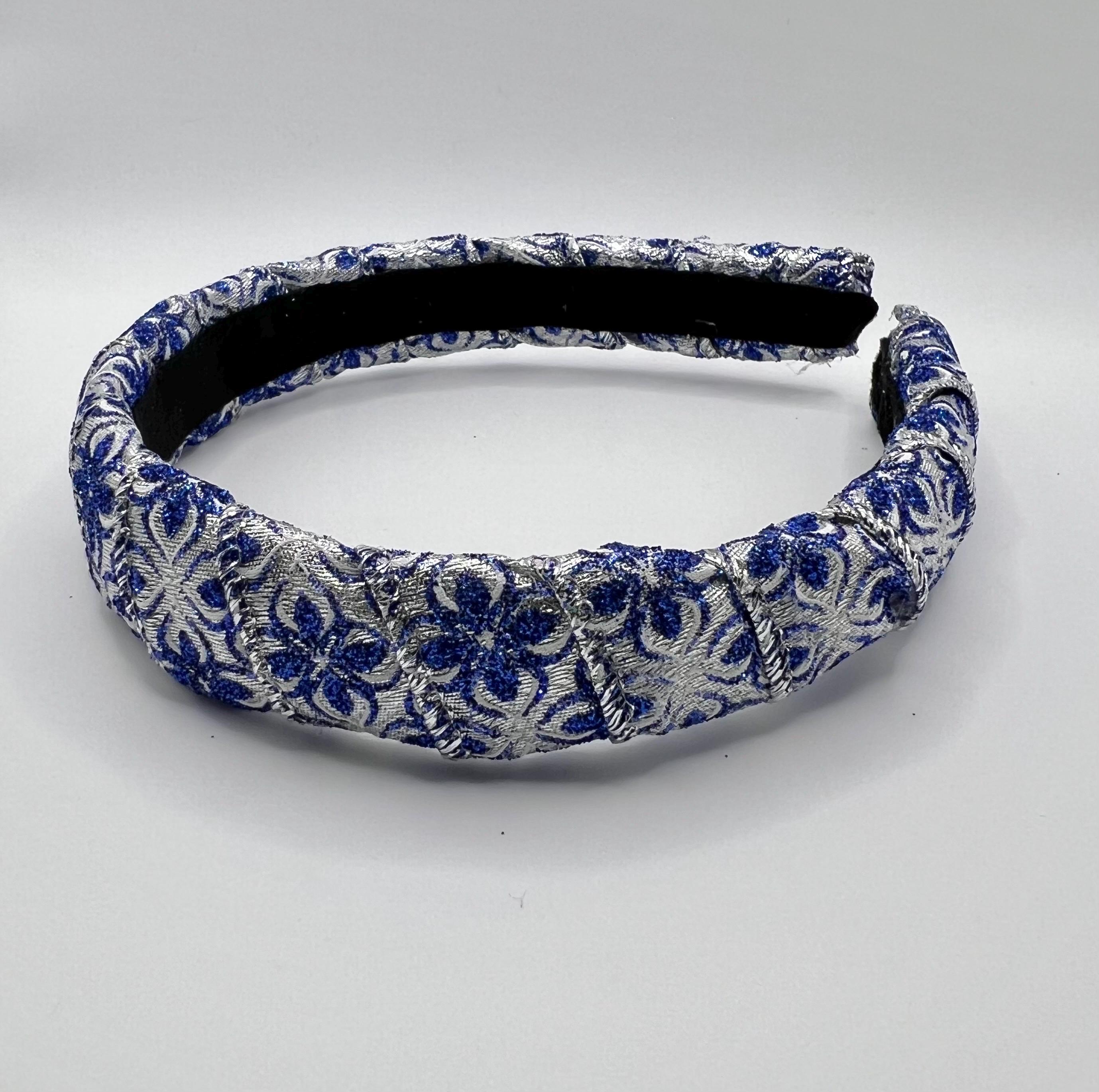 FASHION Luxury Padded Blue Headband with Silver Logo Accent Amazon.com : Wecoe Blue Rhinestone Headband Women Fashion  main image 2