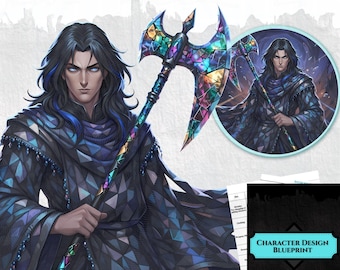 Stained Glass Warrior Portrait PNG | TTRPG Character Design Blueprint (Digital Download)
