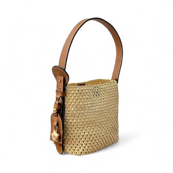 Elegant Tan Woven Bucket Backpack Sofia Woven Leather Bucket Bag | Mirasol Accessories main image 3