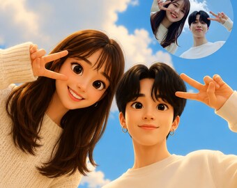 Diseño de retrato personalizado de novia al estilo Pixar.