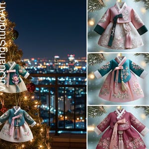 Personalized Korean Hanbok Ornament 2025 – Custom 2D Acrylic Dress Design, Cultural Christmas Decor & Heritage Keepsake Gift