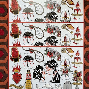 Three Cheers Tattoo Style Flash Sheet Art Print