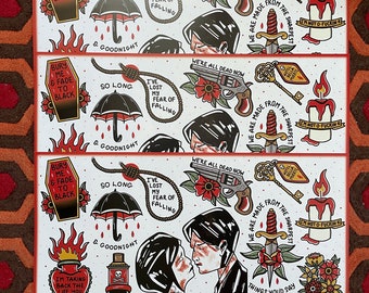 Three Cheers Tattoo Style Flash Sheet Art Print