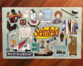Seinfeld Tattoo Style Flash Sheet Print Art Print