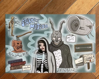 Donnie Darko Tattoo Style Flash Sheet Art Print