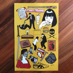 Quentin Tarantino Tattoo Style Flash Sheet