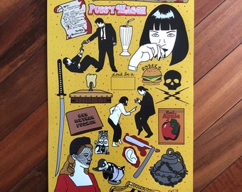 Quentin Tarantino Tattoo Style Flash Sheet