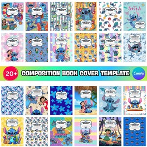 リロ＆スティッチのノートカバー20種類以上｜新学期｜PDFダウンロード｜Canvaテンプレート