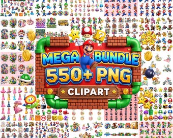 Super Mario Mega Bundle 550+ PNG, Mario Kart Clipart, Luigi Peach Yoshi Characters, Printable PNG Files, Cricut Sublimation Download