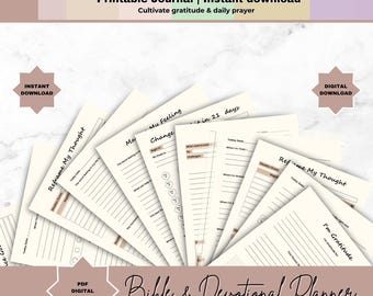 Christian Gratitude Prayer Journal | Daily Devotional, Scripture (Printable PDF)