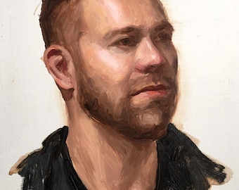 Nate, original alla prima oil portrait painting of a man, 9x12, 2018
