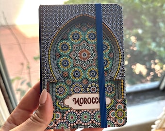 Marokkanisches Mosaik Notizbuch Kleines gefüttertes Journal, Taschenreisetagebuch, Geschenk aus Marokko